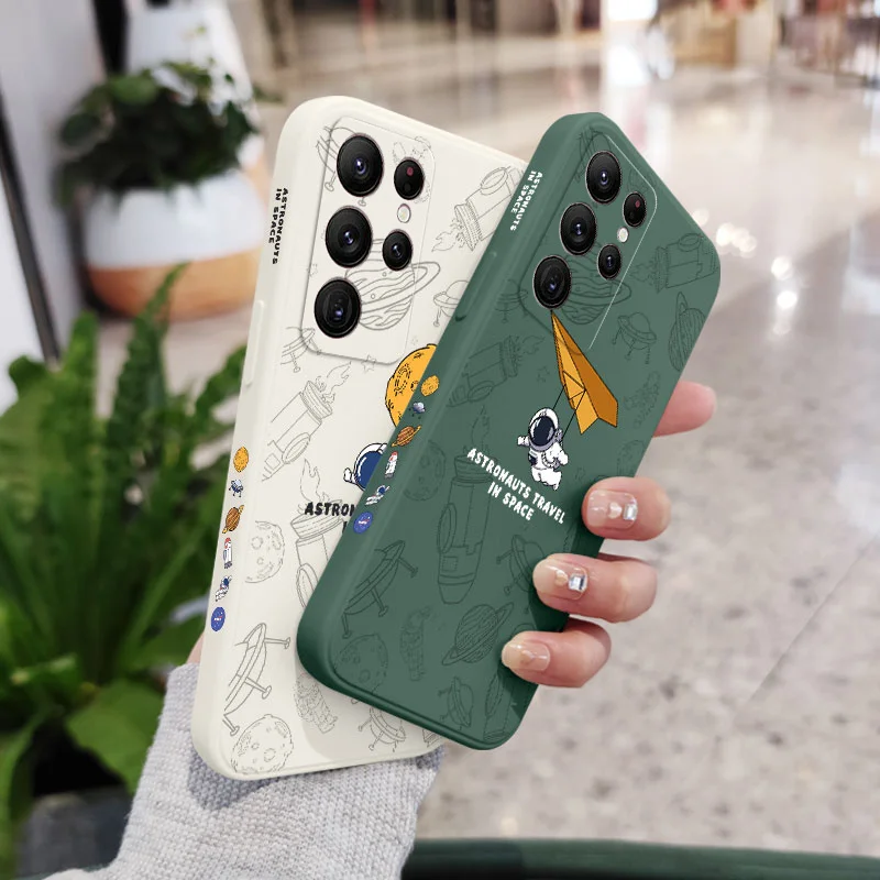 Travel Astronaut Phone Case For Samsung Galaxy S22 S21 S20 Ultra Plus FE S10 S9 S10E Note 20 ultra 10 9 Plus Cover