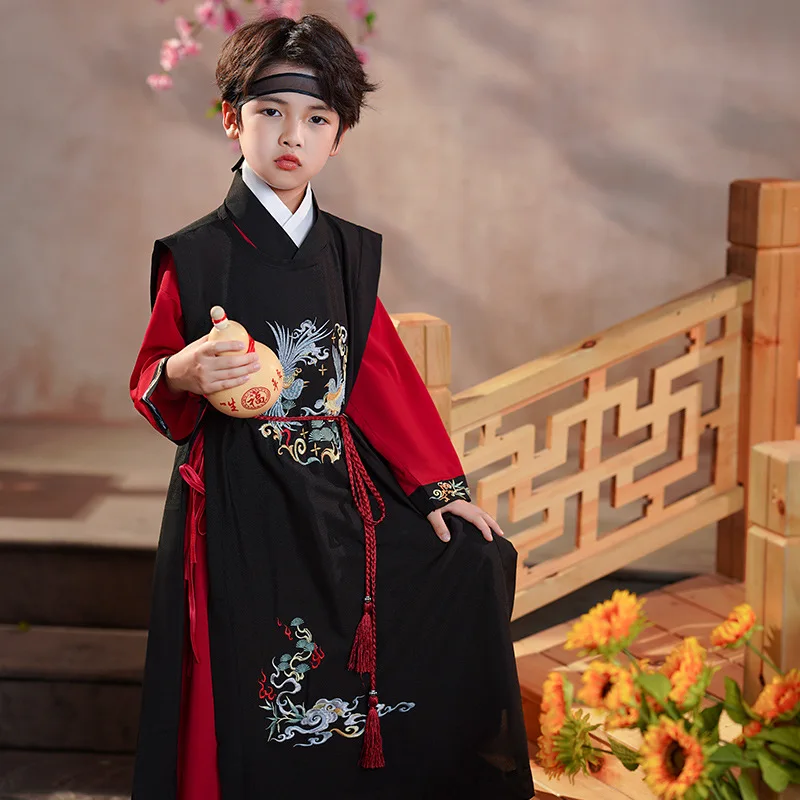 

Сценический наряд для мальчиков Hanfu, китайское платье для маленьких мальчиков, новогодний костюм Тан для детей, традиционный китайский костюм для детей
