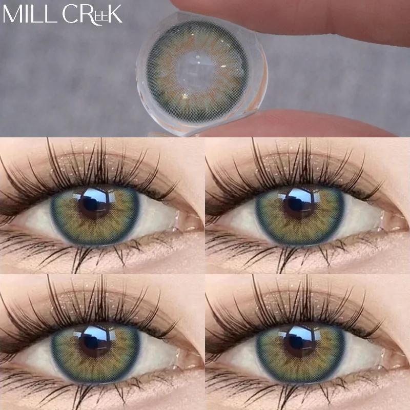 MILL CREEK 2PCS Green Contact Lens with diopter for Eye Natural Beauty-health Colorld Lens Beauty Pupil Yearly Use Free Shipping