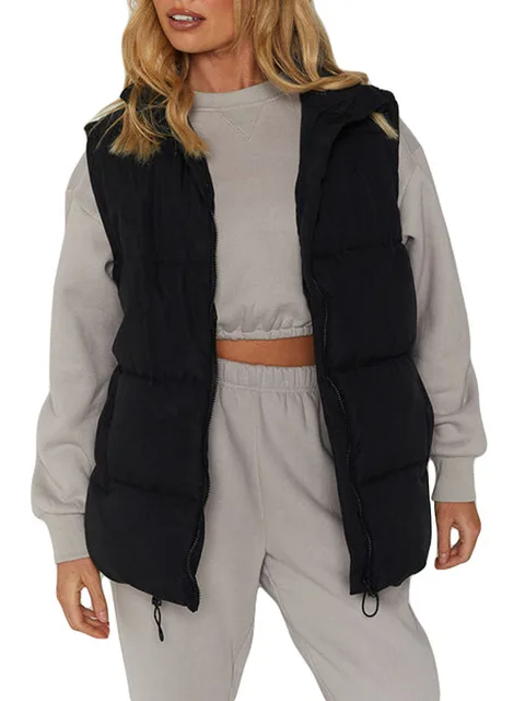 Oversized Puffer Vest Women Sleeveless