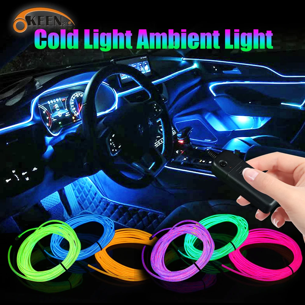 

OKEEN 1M/2M/3M/5M LED RGB Car Neon Decorative Lights Strip With Key Switch Auto EL Interior Atmosphere Ambient Light Party Lamps