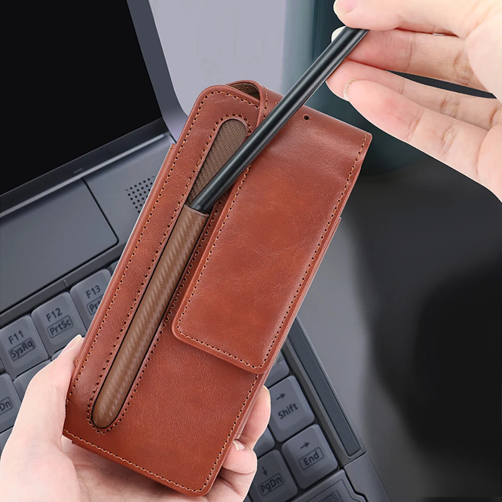 Premium PU Leather Foldable Phone Waist Bag with Pen Holder