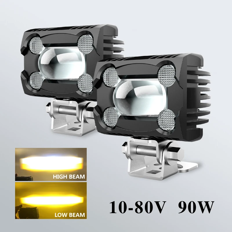 

Motorcycle LED Headlight Spotlight LED Driving Fog Lights Moto LED Auxiliary Lamp 6000K 3000K 45W Driving Dual Color Led Light