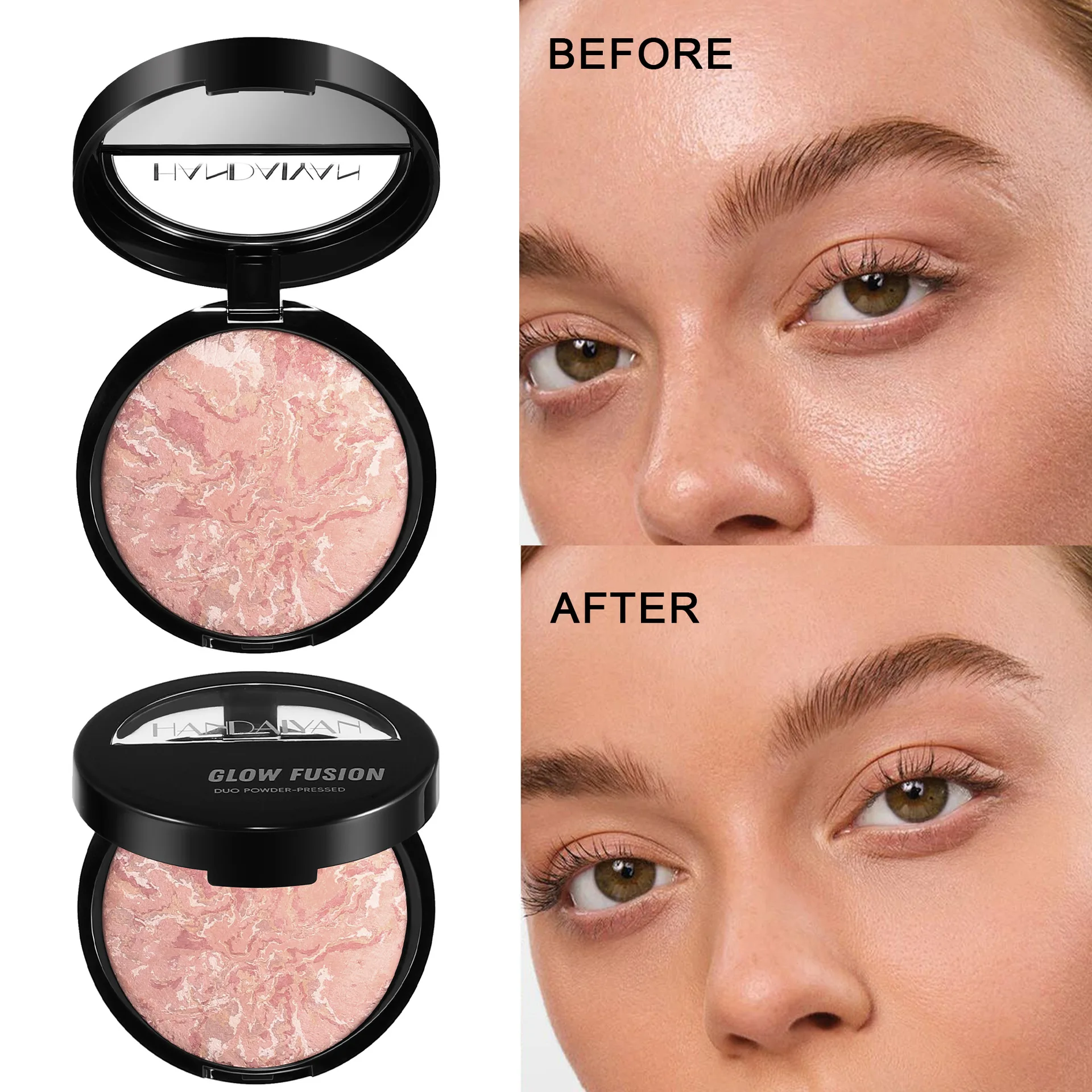 7 Colors Baked Duo Matte Finishing Powder Foundation Compact Waterproof Long Lasting Full Coverage Makeup Base Smooth Skin