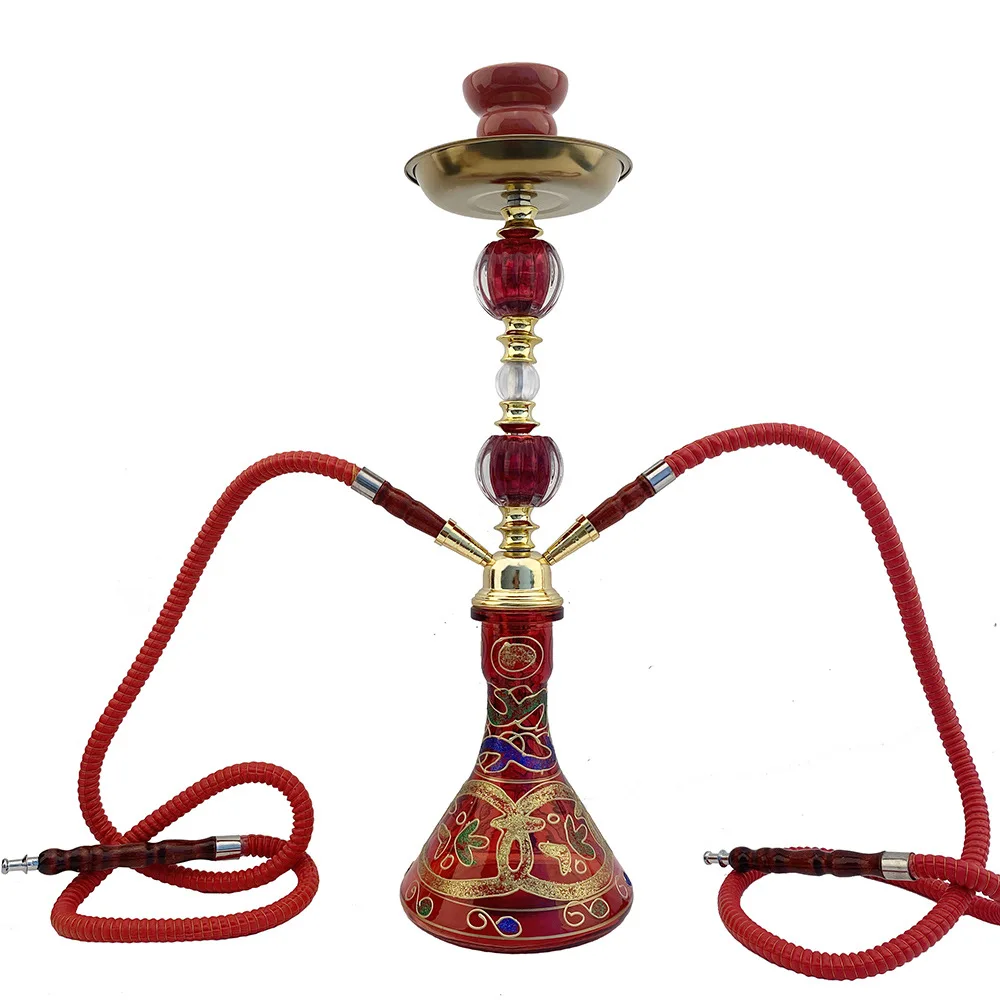 Double Tubes Shisha Hookah Beautiful Water Pipes Shisha Hookah Glass Metal Made Whole Set Gift Box Package