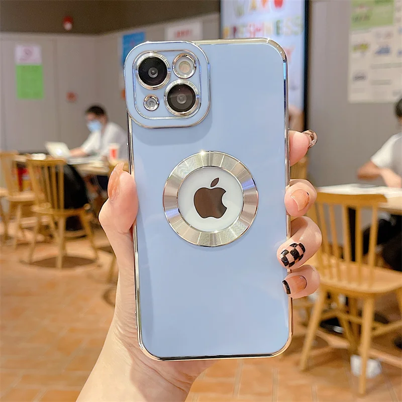 thumbnail image 1 of Funda de teléfono galvanizada suave de lujo para iPhone 11, 12, 13, 14, 15 Pro Max, XS, X, XR, 7, 8 Plus, Mini funda de silicona hueca, 1 of 5