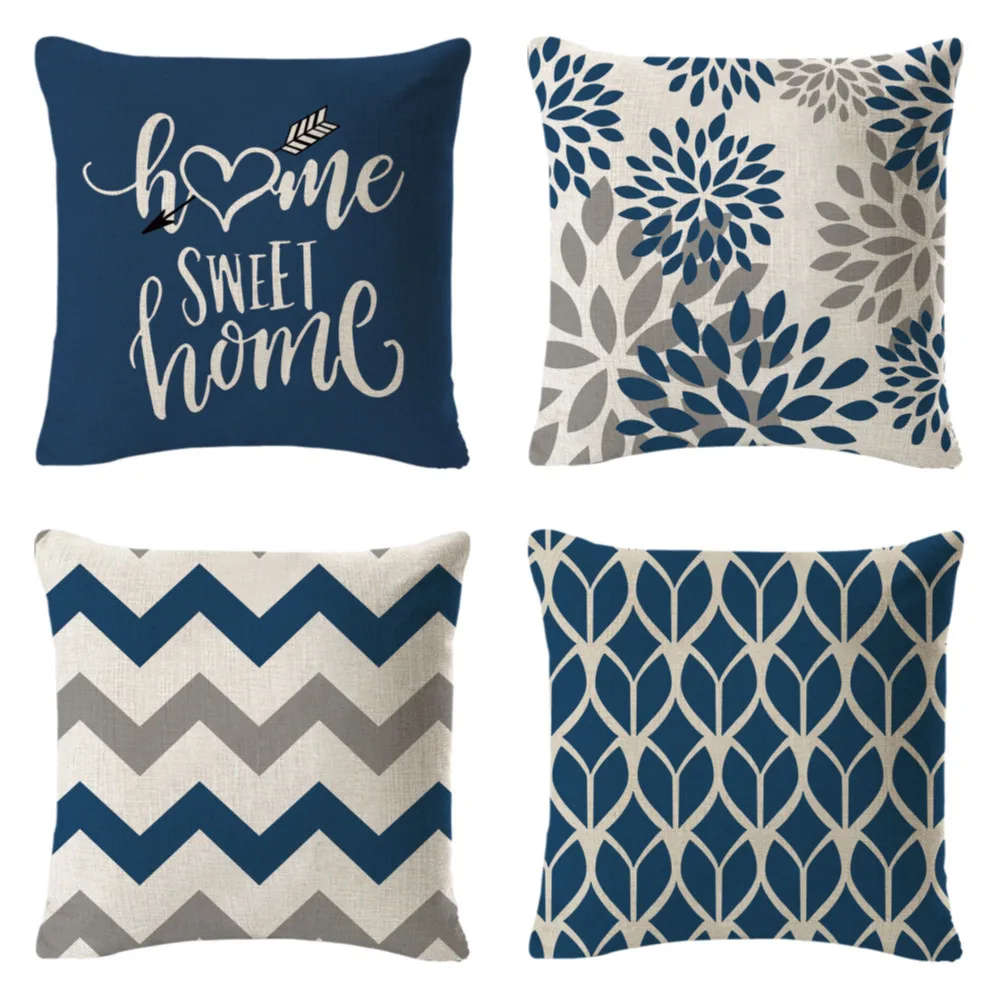 

Linen Throw Pillow Cases pack 4 Cushion Cover for Sofa Bed Home Decor 3D Print Pillows Covers 18 in×18 inch