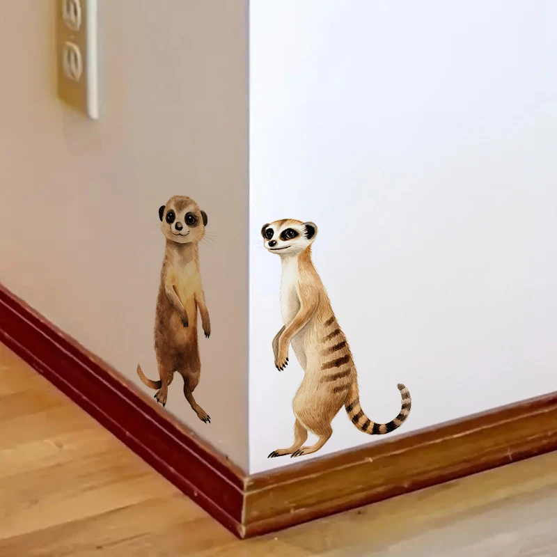 Watercolor Meerkat Cartoon Sticker, Water-proof Home Wall Decal, Used for Wall, Bathroom, Cabinet, Door,Toilet, Car, Laptop