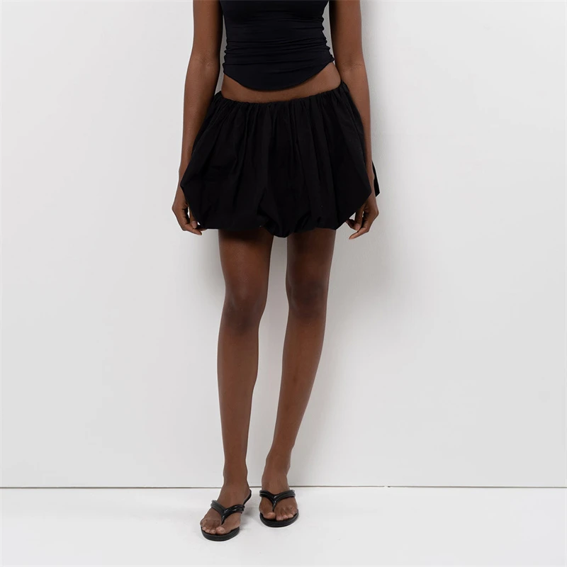 Bud Skirt 2000s Women Solid Color Elastic Waist Loose Fitting Short Mini Skirt y2k Going Out Party Skirts Streetwear