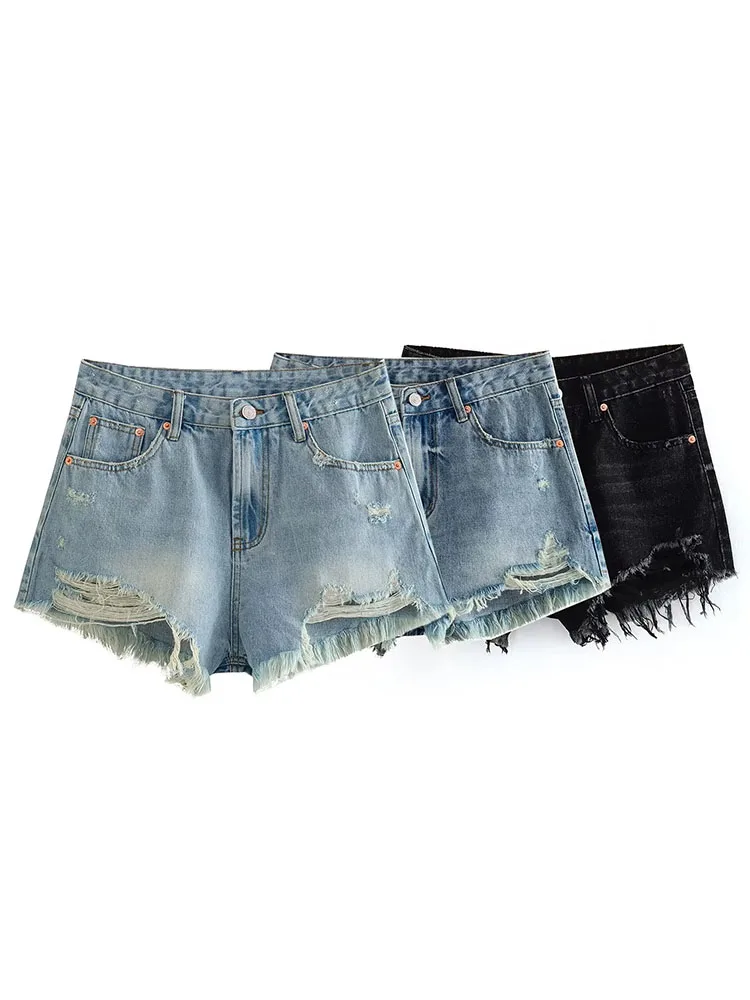 

TRAF 2023 summer new women's clothing curved edge high waist shorts skirt retro zipper female skirt pants