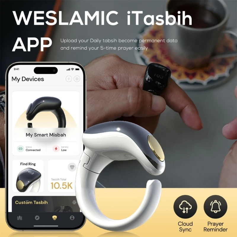 Weslamic Itasbih Zikr Digital Counter, 9999 Count Limit For Religious Practices Waterproof Zikr Tasbeeh Counter 20 22mm