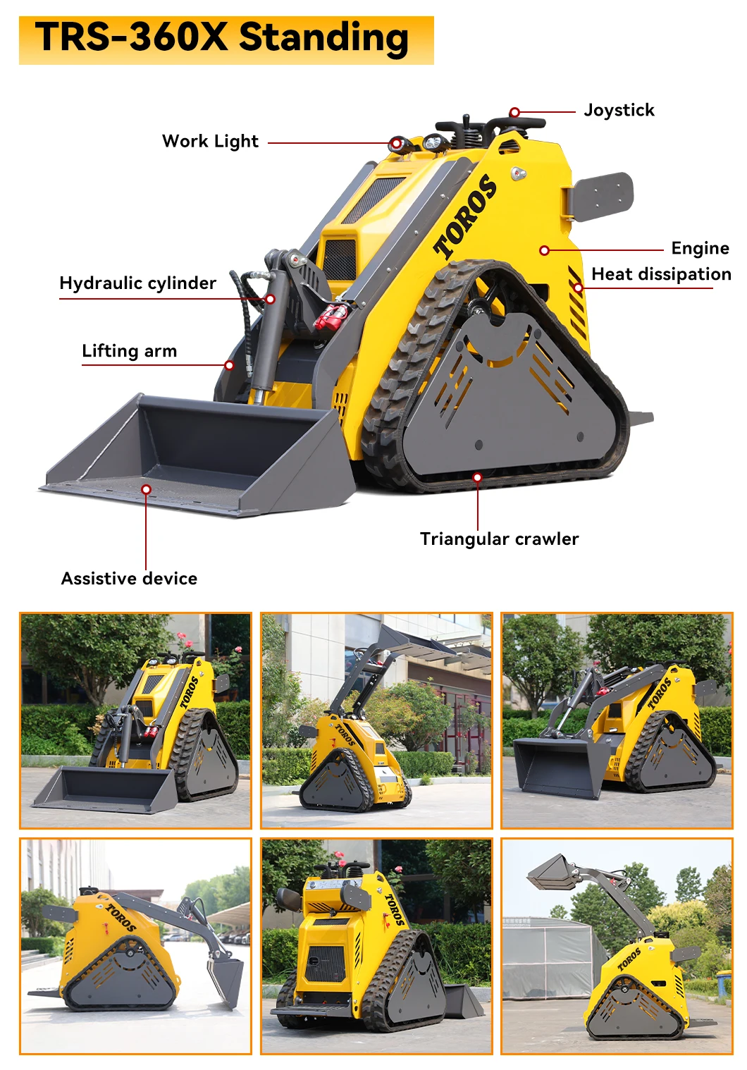 TOROS Mini-Kompaktlader mit Raupenlaufwerk Meistverkaufter Angepasster Mini-Kompaktlader und Zubehör zum Bestpreis – Detail 7
