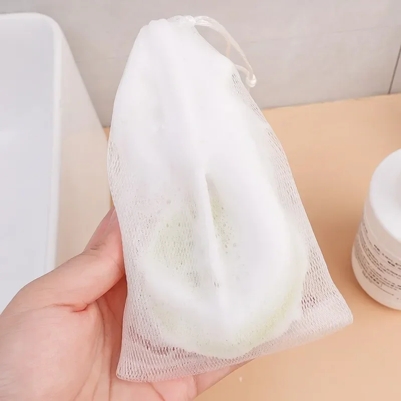 10/1Pcs Nylon Soap Bubble Mesh Bags Hangable Shower Gel Saver Pouch Facial Cleanser Body Bath Foaming Scrubbers Cleaning Tools 3