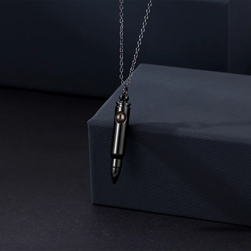 Personalized Bullet Titanium Cremation Urn Necklace