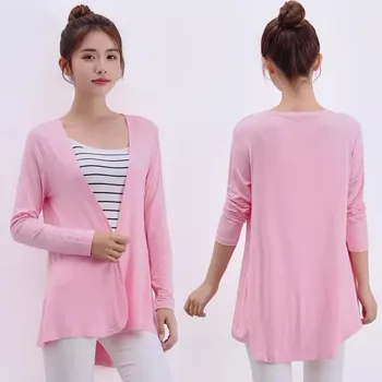 2024 Summer Autumn Korean Women Modal Cardigan Ladies Shawl Female Cotton Sweater Cardigans Long Sleeve Women Casual Thin Coats 1