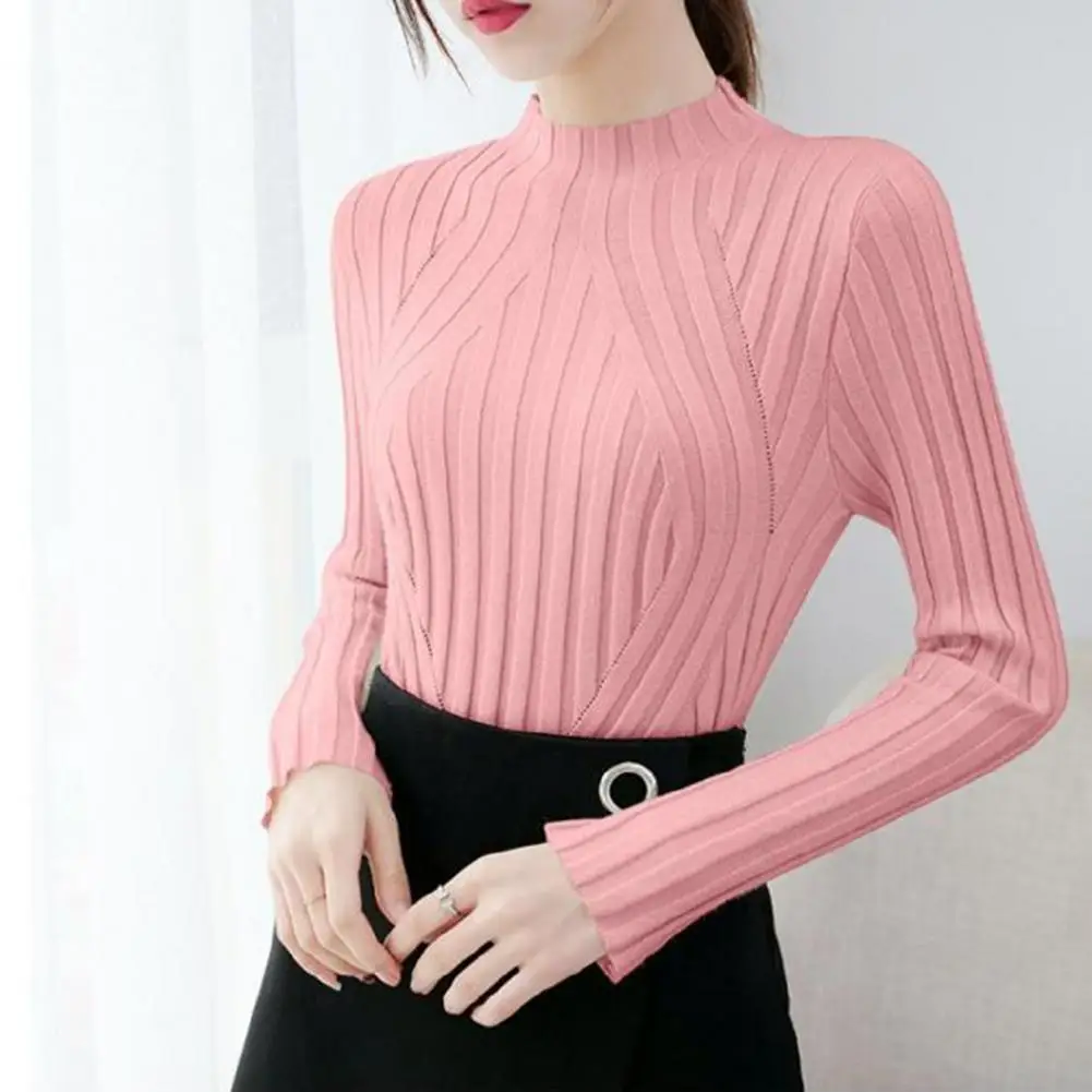 

Bottoming Basic Sweater Women Half High Collar Long Sleeve Knitted Pullovers