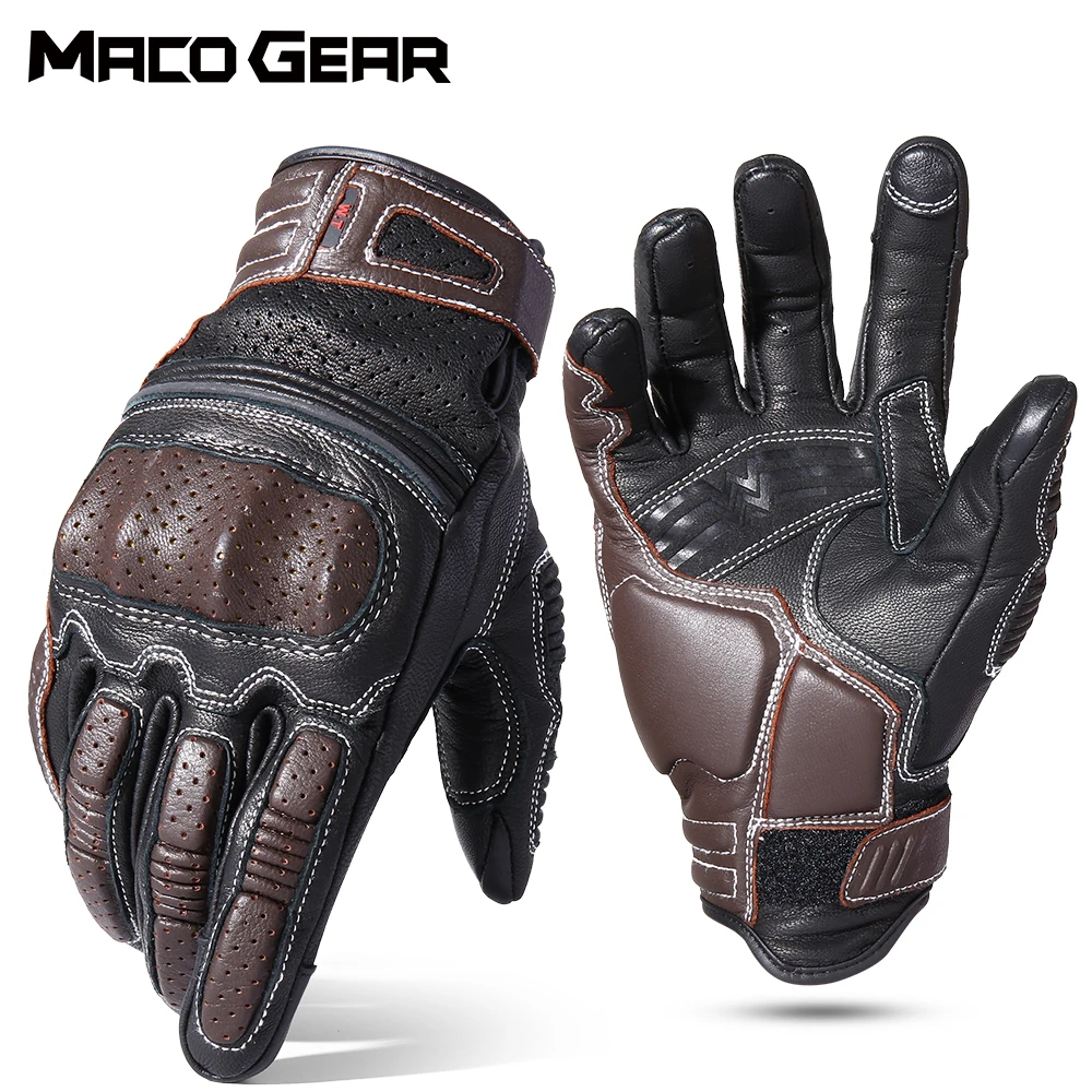 Gants De Vélo Mi-doigts En Cuir Véritable Homme - Paume Rembourrée, Couleur Marron/noir