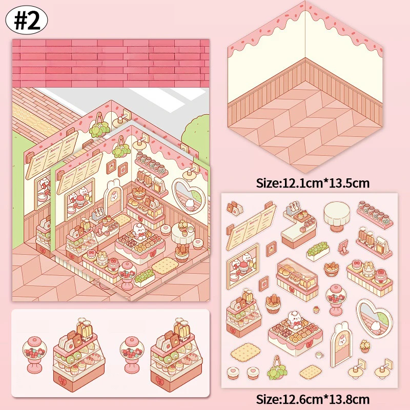 Miniature Scene Sticker Without Cutting Handmade Diary Stickers 3D Miniature Landscape Stickers DIY Scrapbook Underwater Sticker