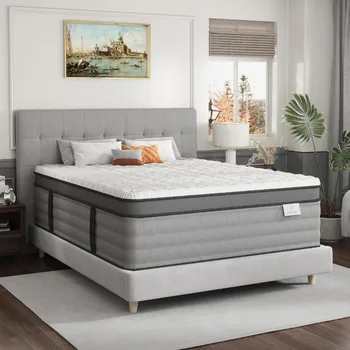 King Mattress 16 Inch Firm King Size Mattress in a Box with Cooling Gel Memory Foam and Pocket Springs for Back Pain Relief Ext