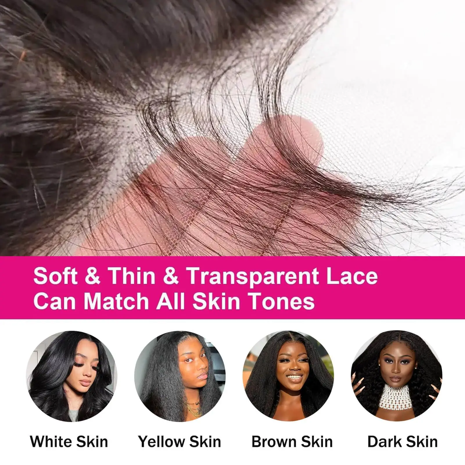 Brazilian Virgin Kinky Straight HD Lace Closure Unprocessed Yaki Straight Human Hair 4X4 Transparent Lace Closure