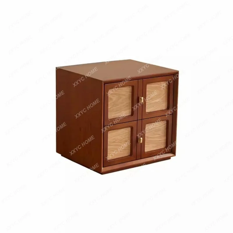 

Retro Cherrywood TV Cabinet Mid-Ancient Cabinet Module Multi-Functional Solid Wood Assembled Cabinet Bedside Table Log