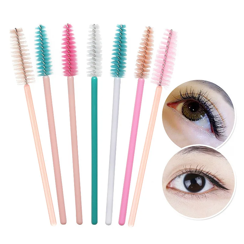 50Pcs Disposable Nylon Mascara Wands Blue Golden Blue Beauty Handle Brushes Lashes Makeup Brushes Eyelash Extension Tools