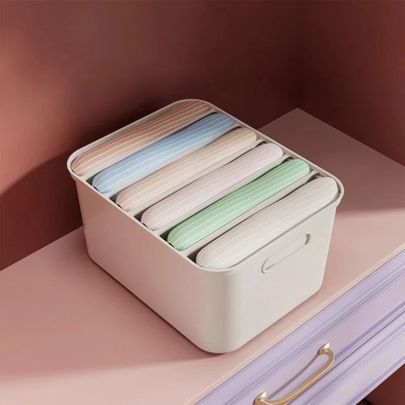 6grid Covered Storage Box Plastic Multifunctional Covered Partition Box Layered Clothing Storage Box and Grid Clothing Sorting
