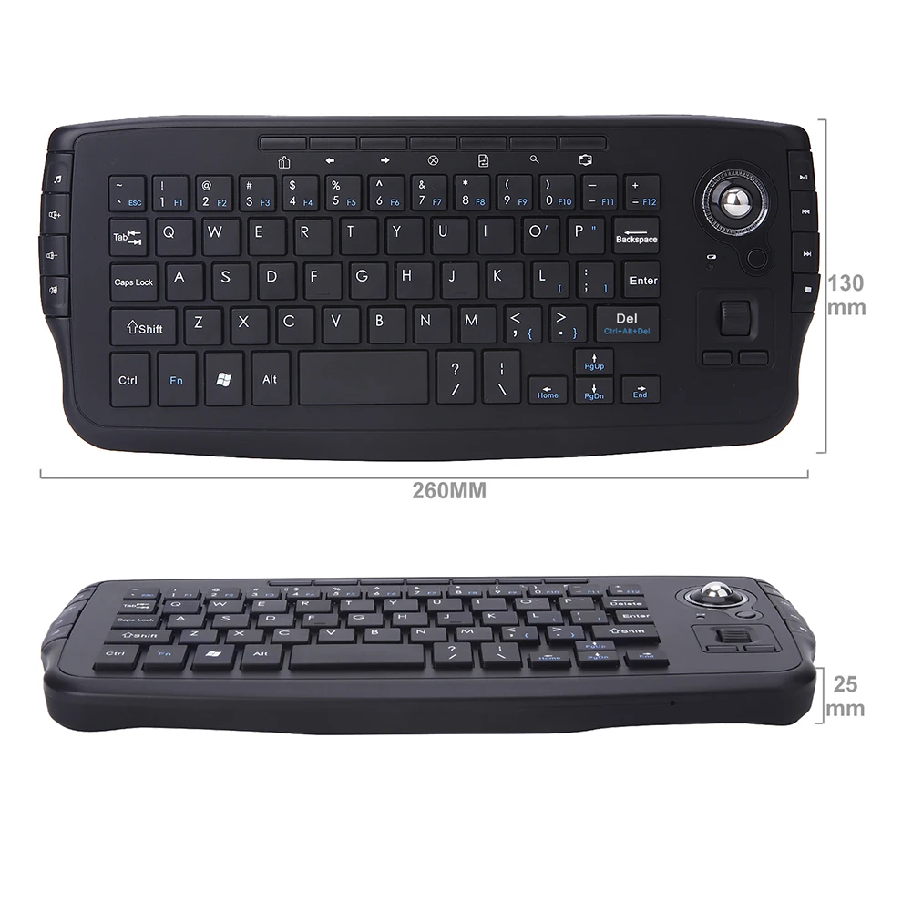 Jomaa Portable USB Wireless Trackball Keyboard with Trackball and Scroll Wheel Mini USB Keyboard for Laptop TV Box