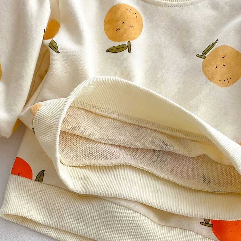 Autumn Cotton Baby Clothing Set Fruit Print Hoodie