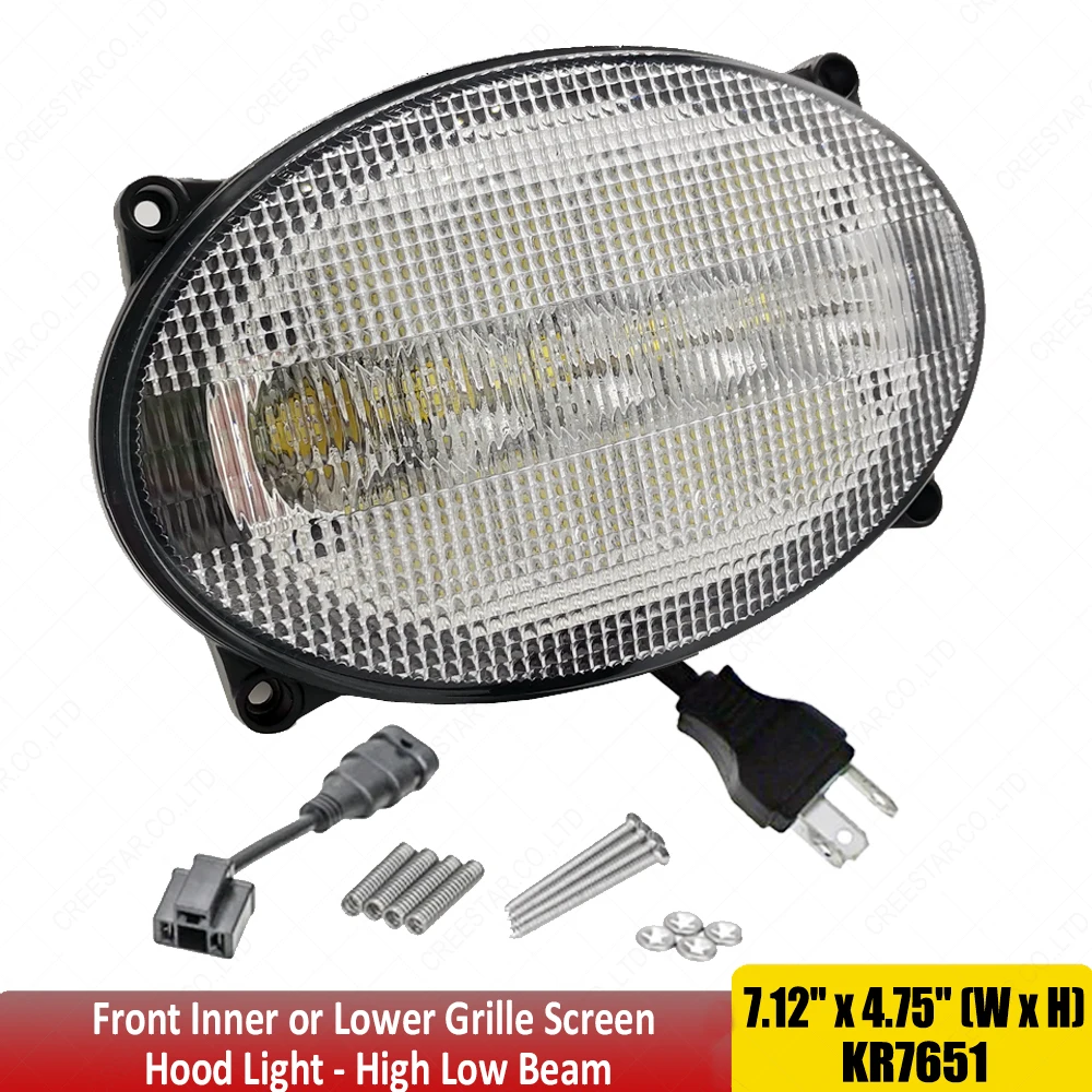 

RE181963 Big Oval 65W Led Work Light Replaces John Deere Tractor Front Inner or Lower Grille Screen Hood Light x1pc