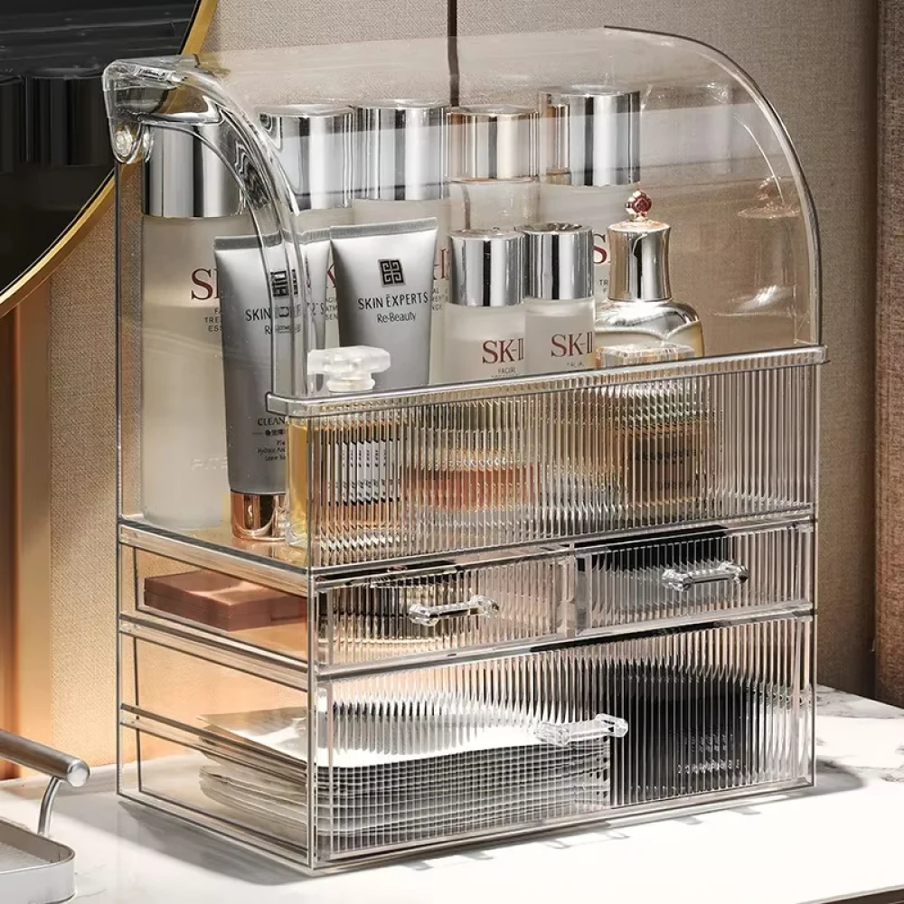 Makeup Drawer Large Organizer multi-function Clear Acrylic Box With Perfume Cosmetic Display Capacity Lid Cosmet Storage Box 3