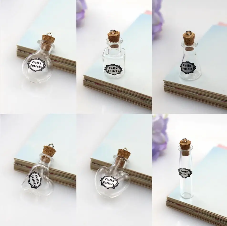 10/20/30/50/100pcs Vintage Mini Glass Bottle Wishing Drifting Cork Felix Felicis Magic Potion Lucky Bottle DIY Cremation Jewelry 2
