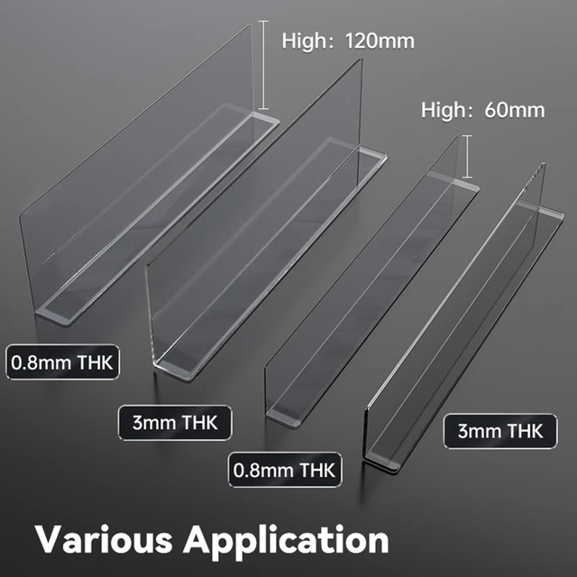 5pcs Plastic Shelf Dividers Store Goods Separators L-Shaped Plastic Shelf  Divider Supermarket Commodity Divider Magnetic