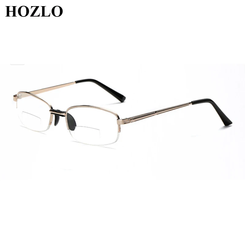 

Unisex Bifocals Reading Glasses Magnifier for Women Men Semi Rim Metal Presbyopic Eyeglasses Look Near Far Hyperopia Spectacles