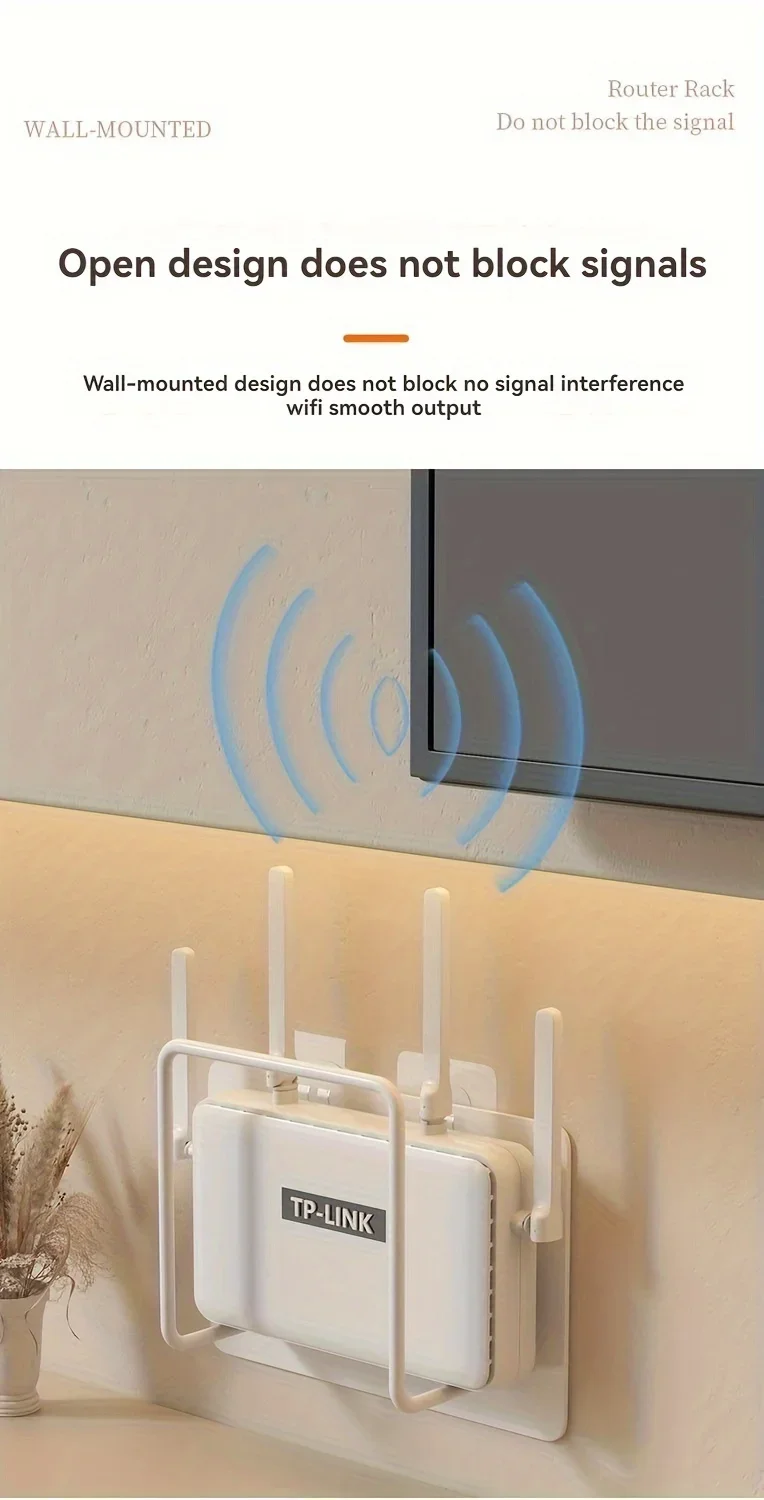 1 Stück Wandmontage-Router-Regal - Eisenhalterung Multifunktionales Heim-Büro-Nachttischregal für WLAN-Router-Box-Aufbewahrung Einfache Installation Ohne Bohren – Detail 5