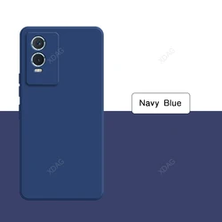 Vibrant Candy Color Soft Silicone Shockproof Phone Case for VIVO Y76 5G (Navy Blue)