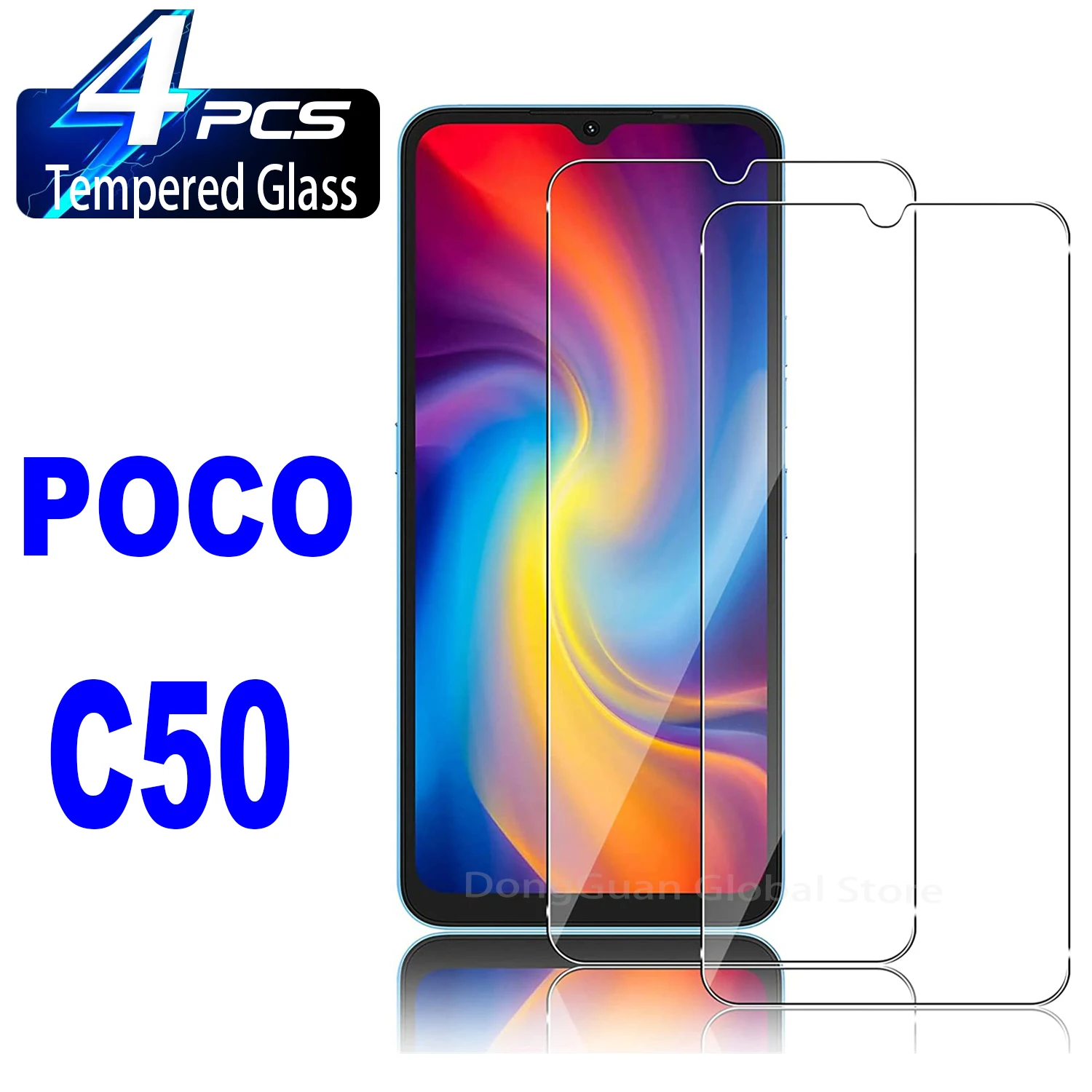 

4Pcs HD Tempered Glass For Xiaomi Poco C50 C55 C65 C40 C3 Poco F4 GT C31 X5 X4 GT X5Pro X4Pro X3Pro F3 GT Screen Protector Glass