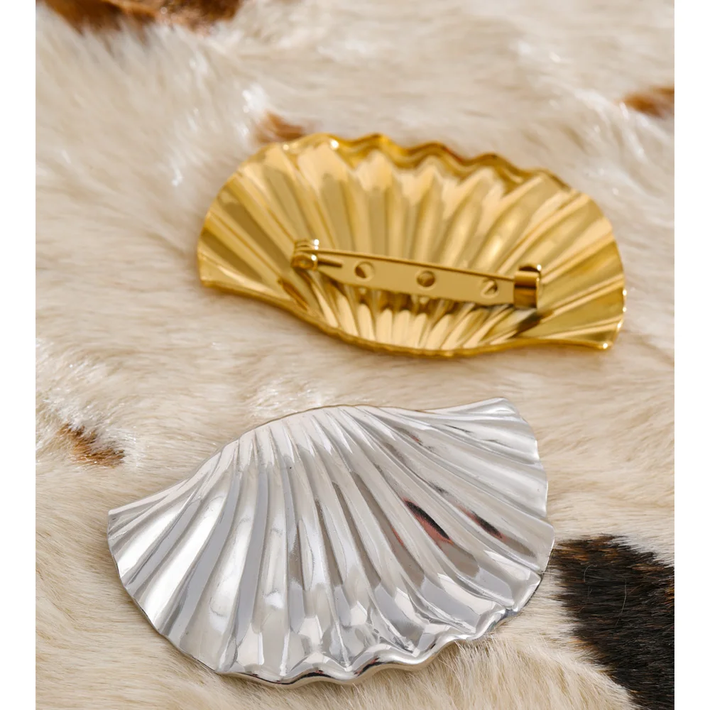Yhpup Stainless Steel Conch Shell Brooch Pin for Unisex