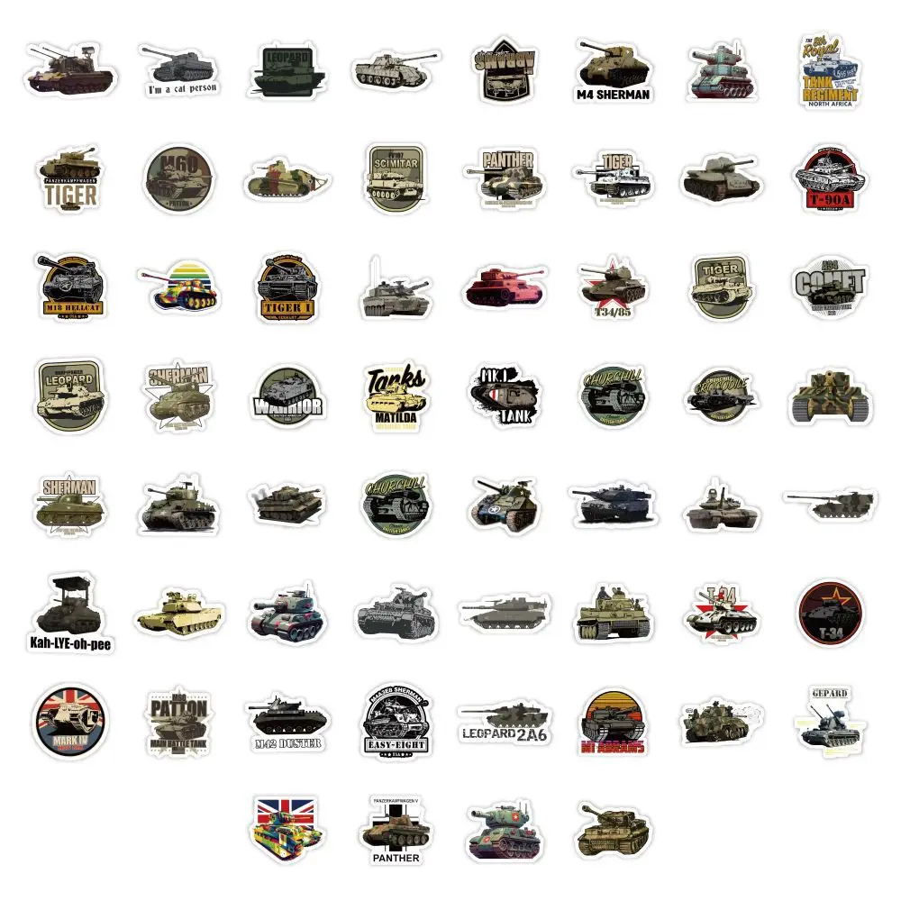 Military Tank War Stickers 60Pcs/Set for Laptop Skateboard Motorcycle Guitar Bike
