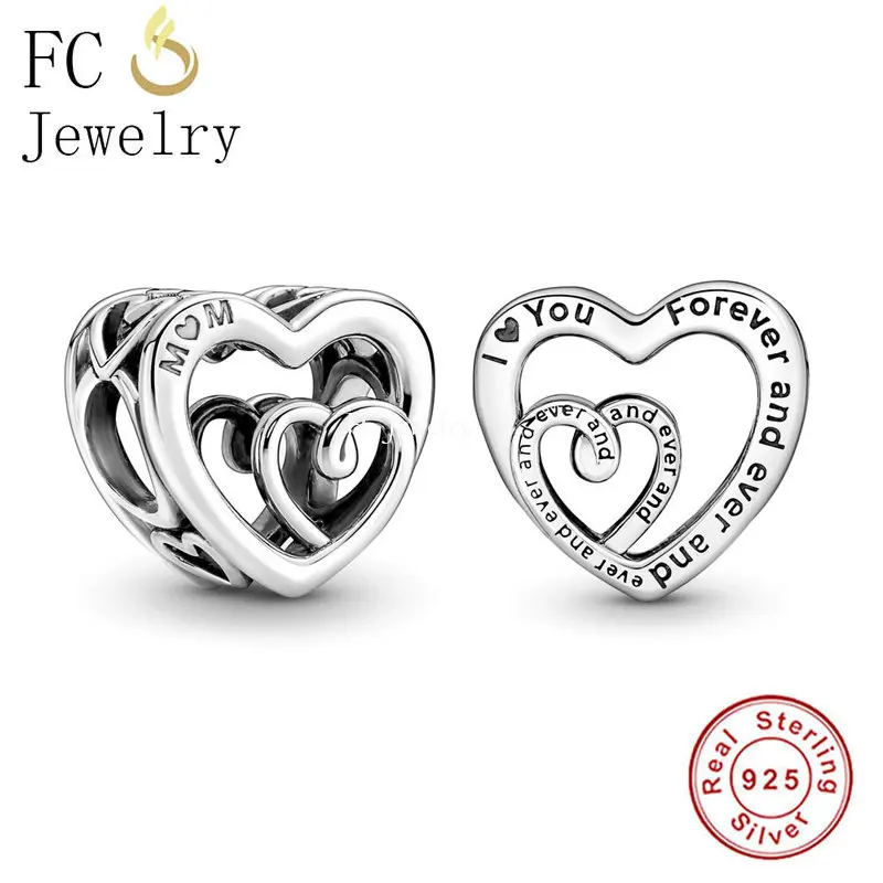 

FC Jewelry Fit Original BrandCharms Bracelet 925 Sterling Silver Mum I Love You Forever and Ever Bead Pendant Made Berloque DIY