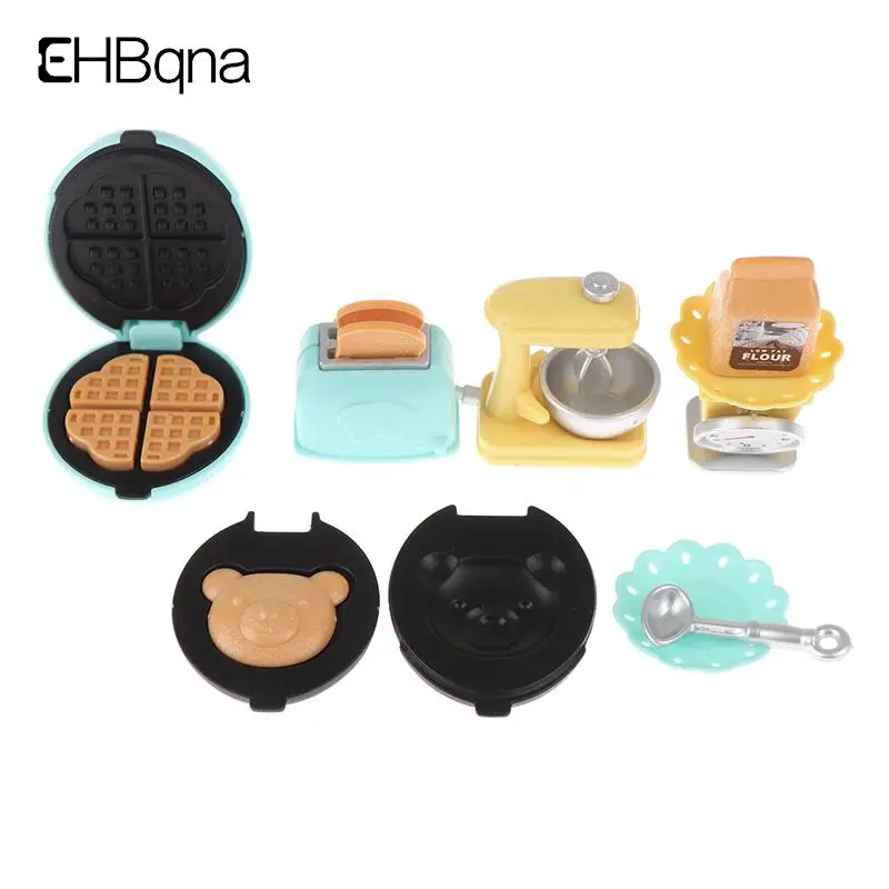 

Mini Dollhouse Bread Machine Toaster Whisk Weigh Plate Food Kitchen Set Miniature Safety Sets Educational Classic Toy For Kids