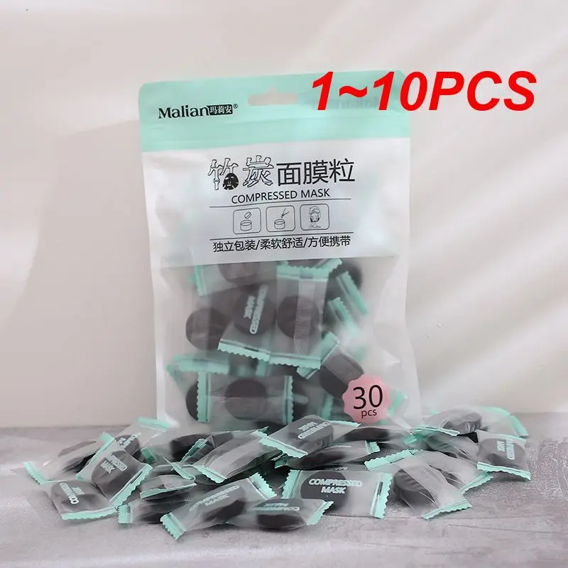 

1~10PCS bag Bamboo Charcoal Compressed Mask Sheet Black Compress Facial Mask Whitening Face Bamboo Charcoal Masks Paper