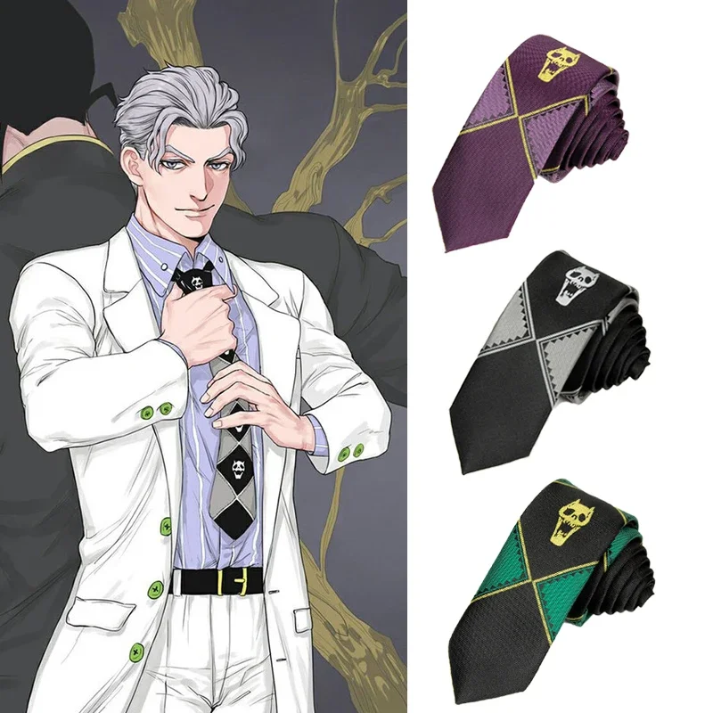 

Anime JoJo Bizarre Adventure Necktie KILLER QUEEN Kira Yoshikage Skull Neck Tie Cosplay Costumes Accessories Halloween Gift