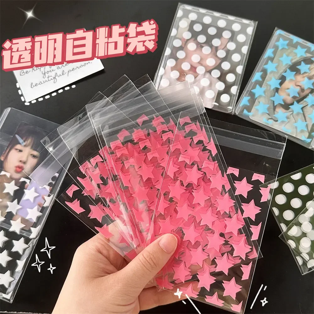 

50Pcs Opp Plastic Bag Self Adhesive Transparent Plastic Bags Beads Jewelry Storage Packaging Gift Bag Kpop Small Card Holder