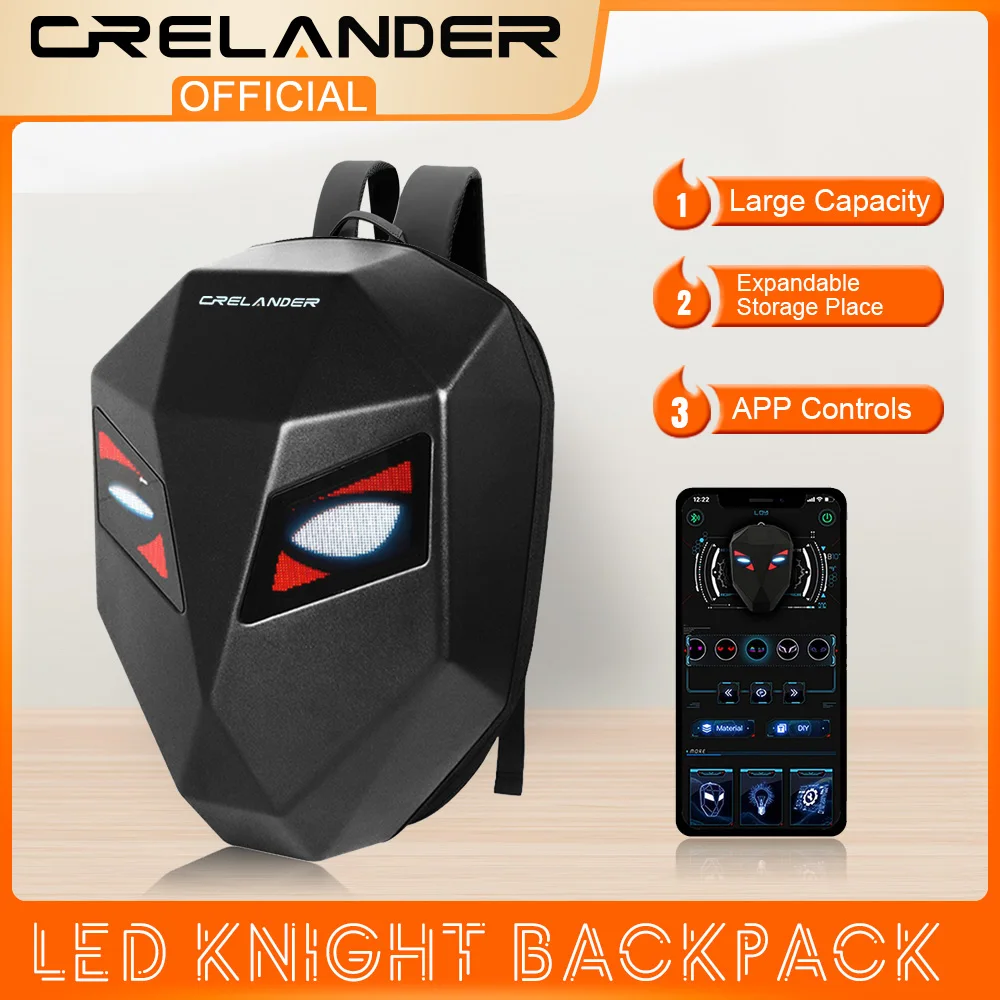 CRELANDER LED Knight Backpack With Eye Motorcycle Helmet Bluetooth APP