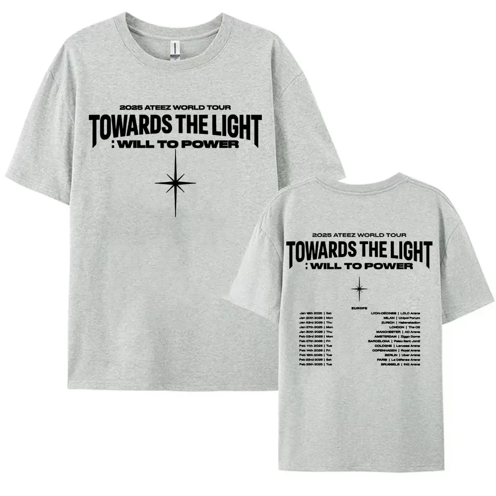 2025 Ateez World Tour Towards The Light: Will To Power T Shirt Men Women Korean Fashion High Quality Casual 100% Cotton T-shirts 6