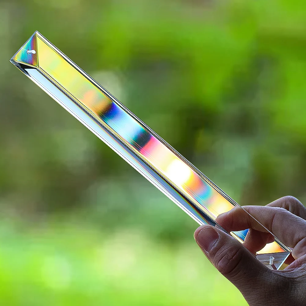 Clear Triangular Prism Glass Pendant Garden Hanging Rainbow Maker Suncatcher Chandelier Crystal Light Shadow Accessories Crafts