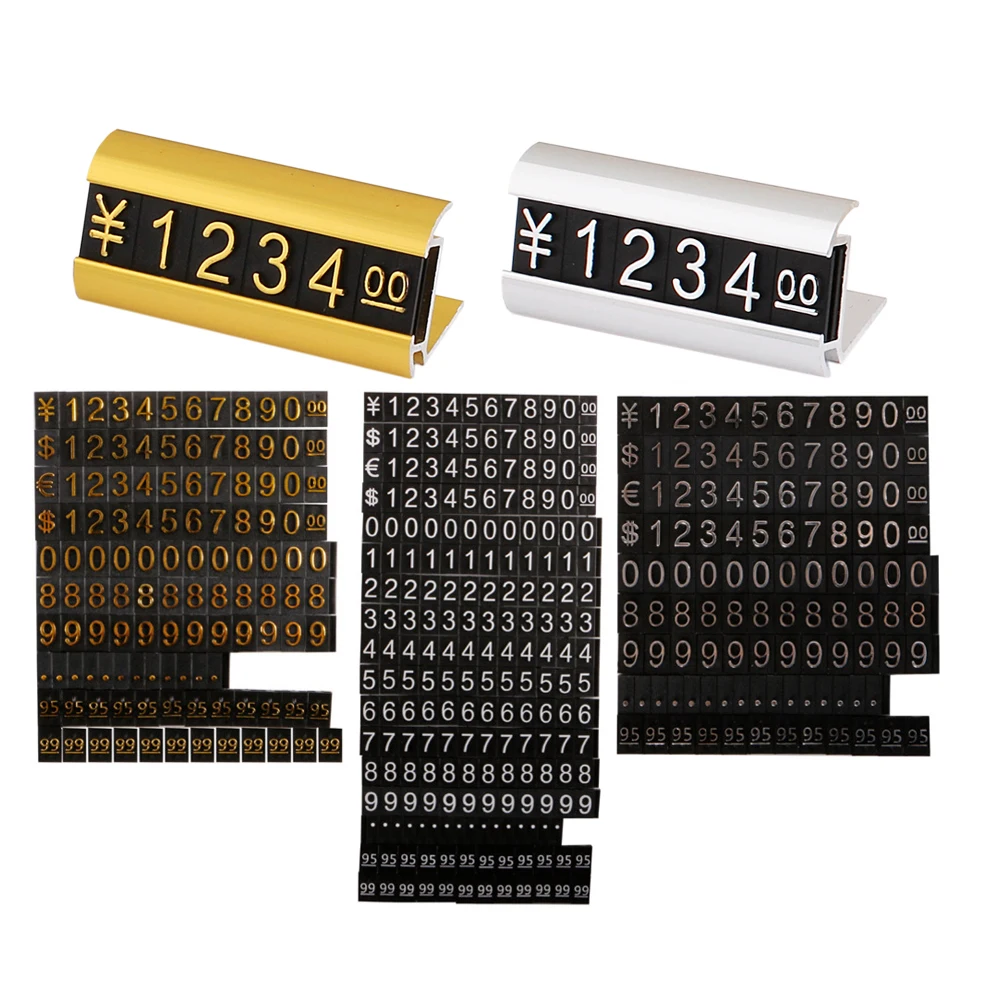 Cornice Curva Prezzo Numeri Cubi Blocchi Di Montaggio Stick Numero Combinato Cifre Tag Segno Orologio Gioielli Espositore Pop