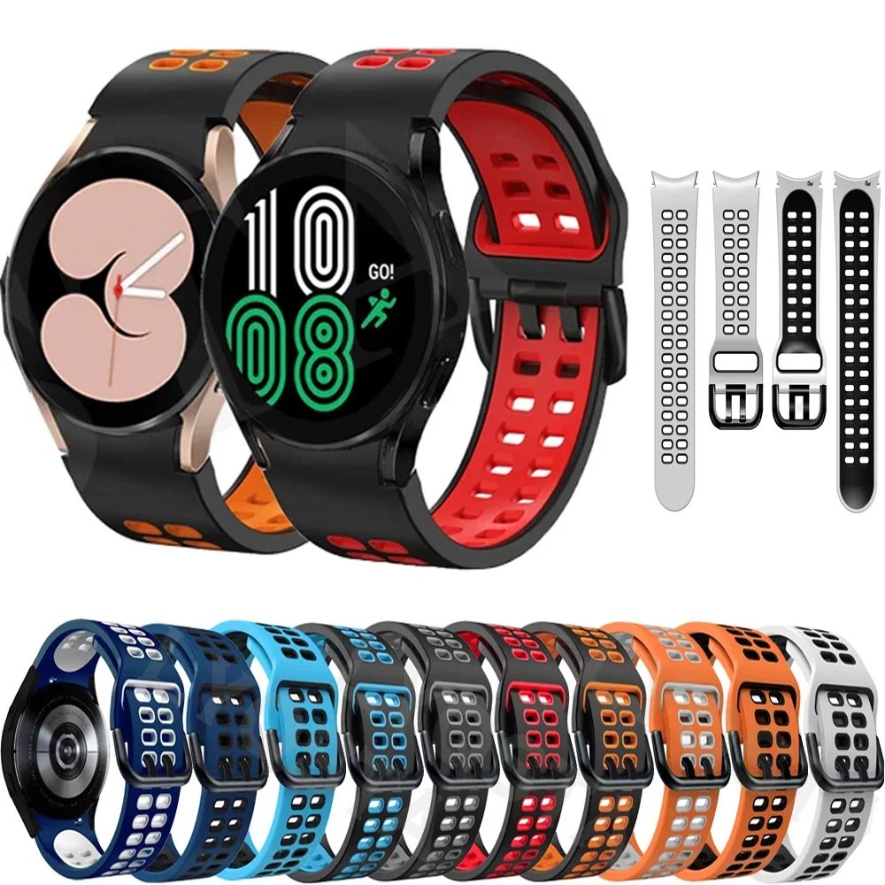 

No Gap Silicone Strap For Samsung Galaxy Watch 5 Pro 45mm 5/4 40mm 44mm Two-color Bracelet Belt Watch 4 Classic 46mm 42mm Correa