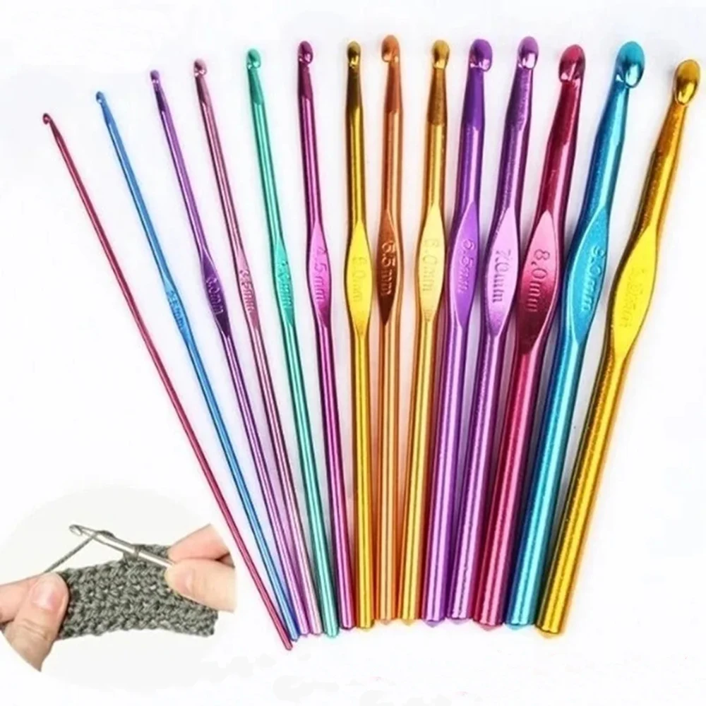 

8/10/12Pcs Alumina Knitting Needles Crochet Hooks 2-10mm Weave Crochet Needles Set Sweater Yarn Knit Hook Sewing Tools